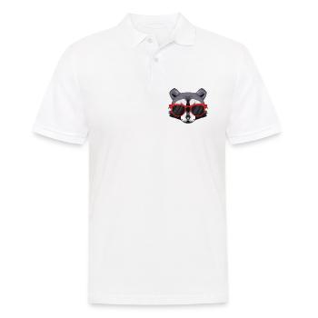 Raton laveur avec des lunettes de soleil rouges froides - Polo Homme - blanc - Devant - Kai (181cm)