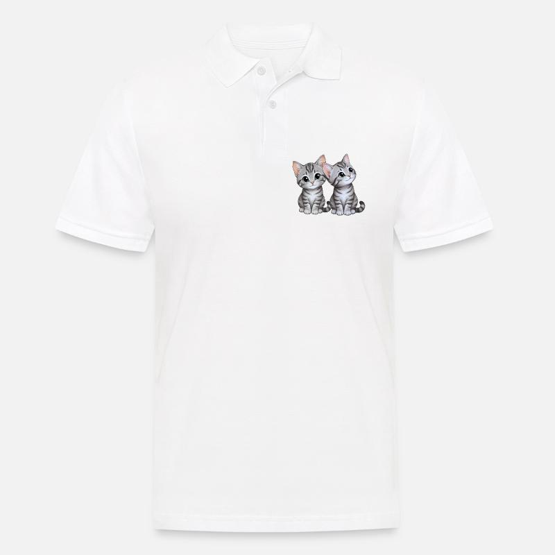 Kätzchen Geschwister - Männer Poloshirt - Weiß