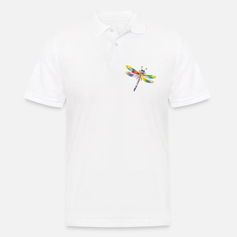 Bunte Libelle Regenbogen Stil - Männer Poloshirt - Weiß