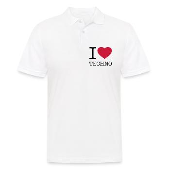 I LOVE TECHNO - Männer Poloshirt - Weiß - Vorne - Kai (181cm)
