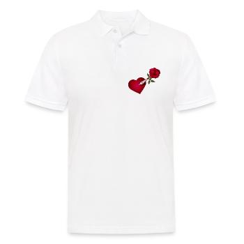 Dart Pfeil mit Rose und Herz als Zielscheibe - Männer Poloshirt - Weiß - Vorne - Kai (181cm)