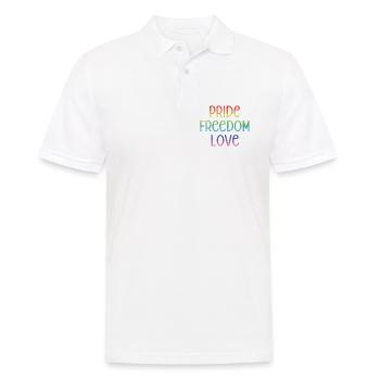 Mois de la fierté LGBT - Paix. Liberté. Amour. - Polo Homme - blanc - Devant - Kai (181cm)