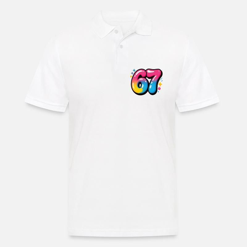 67 bunt sechs sieben bunte Luftballons - Männer Poloshirt - Weiß