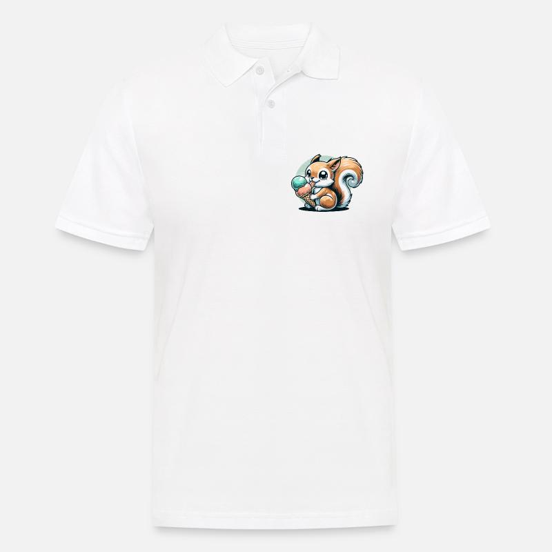 Niedliches Cartoon-Eichhörnchen mit Eiscreme - Männer Poloshirt - Weiß