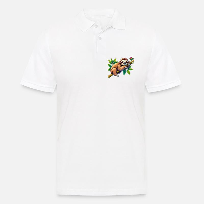 Faultier - Männer Poloshirt - Weiß