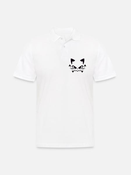 Cats Skull | Minimal Skull & Bones motif - Men's Polo Shirt - white