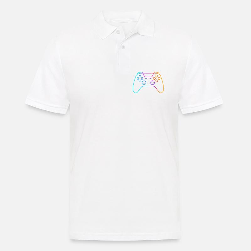 Neon Gamepad – Buntes Controller Motiv - Männer Poloshirt - Weiß