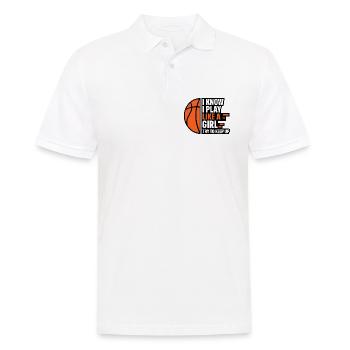 Ich weiß, ich spiele wie ein Mädchen – Basketball-Zitat - Männer Poloshirt - Weiß - Vorne - Kai (181cm)