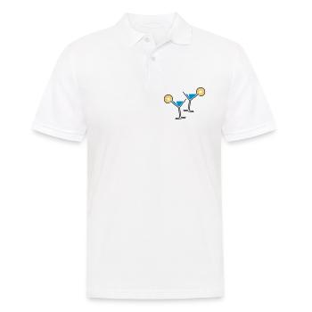 2 Cocktailgläser / Cocktail / Martini + (Hellblau) - Männer Poloshirt - Weiß - Vorne - Kai (181cm)