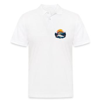 Fischsprung am Sonnenuntergang - im Wald - Männer Poloshirt - Weiß - Vorne - Kai (181cm)