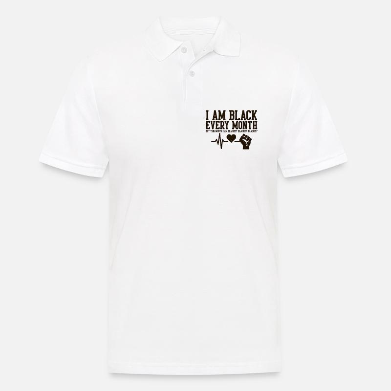 Ich bin jeden Monat schwarz Herzschlag-Faust - Männer Poloshirt - Weiß