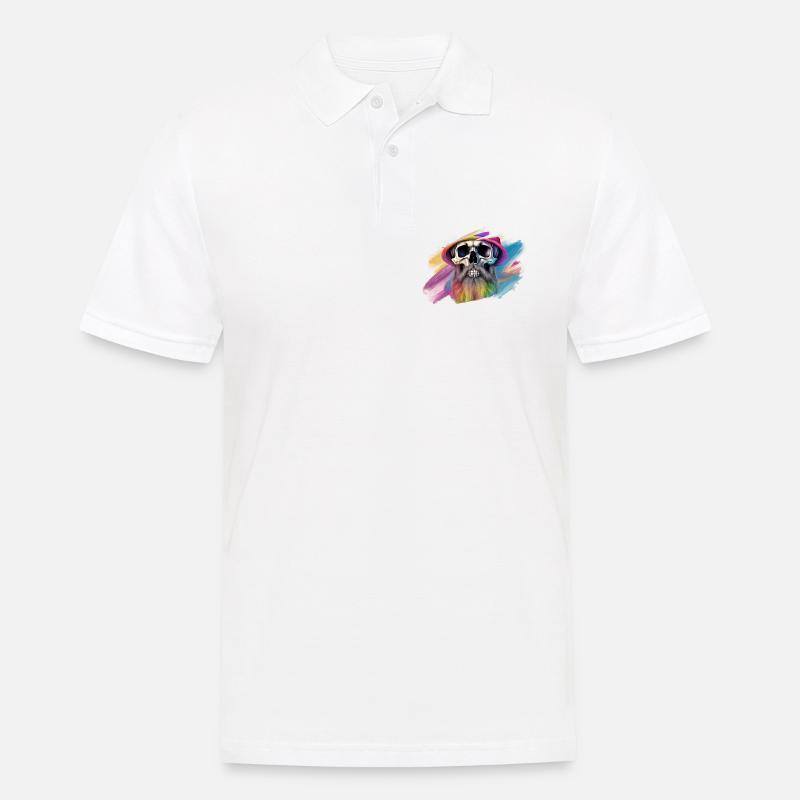 Bunte Regenbogen-Totenkopf-Designe - Männer Poloshirt - Weiß