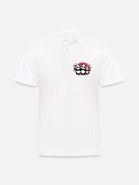 Famille Pandas - 1 parent 2 enfants - Polo Homme - blanc