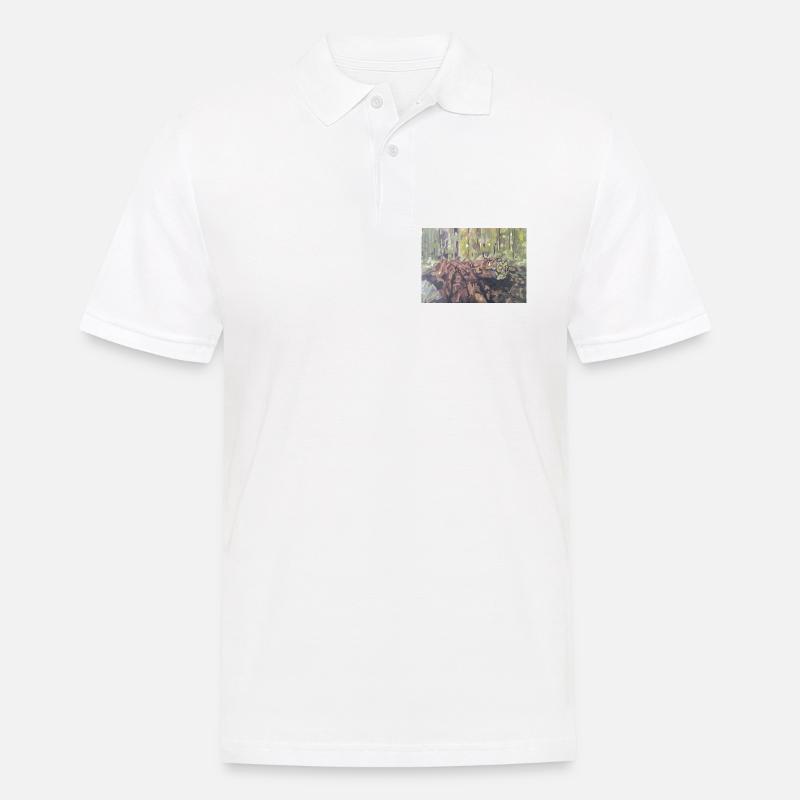 Baumstämme im Wald – eine impressionistische Landschaft - Männer Poloshirt - Weiß