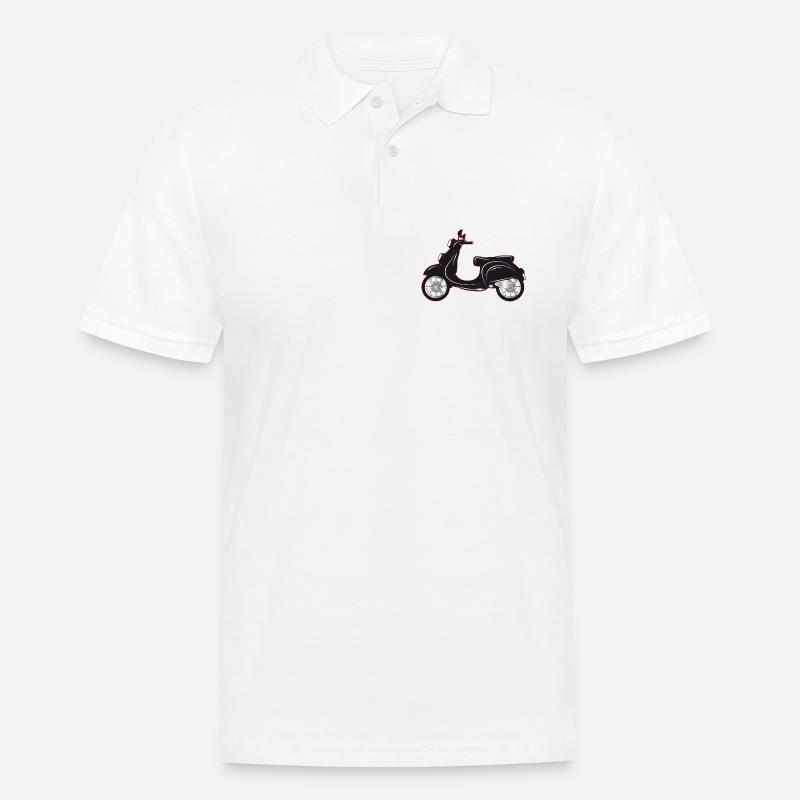 Ein schwarzer Motorroller mit farbigem Rand - Männer Poloshirt - Weiß