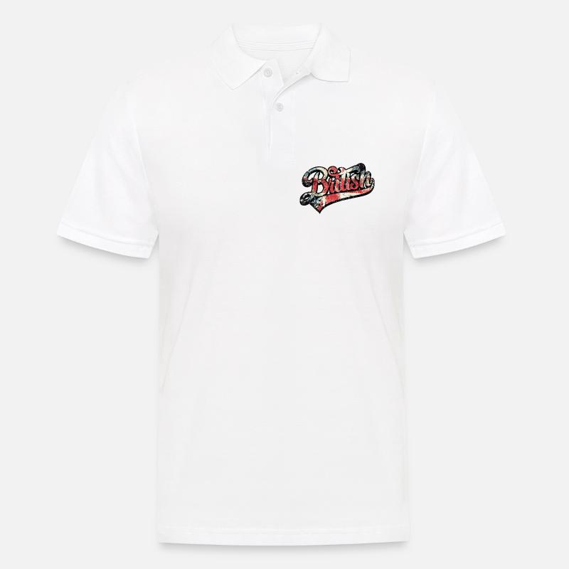 British Pride Distressed Script Tee - Men's Polo Shirt - white
