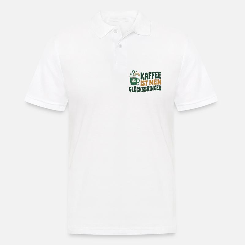 Kaffee ist mein Glücksbringer - Männer Poloshirt - Weiß