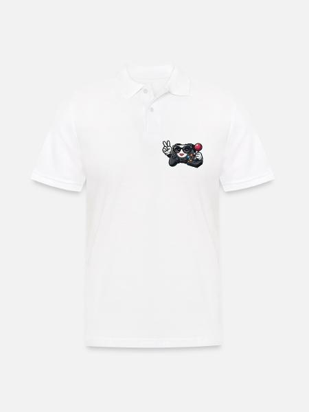 Kawaii-Spielcontroller-Friedenszeichen - Männer Poloshirt - Weiß