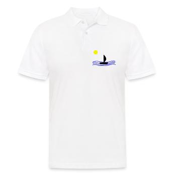 Mit dem Boot auf dem Meer - Männer Poloshirt - Weiß - Vorne - Kai (181cm)