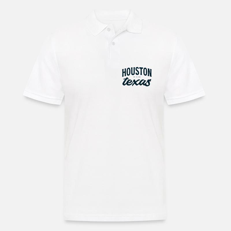 Houston Texas Script Emblem Tee - Männer Poloshirt - Weiß