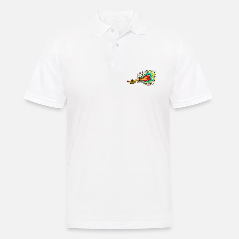 Bunte Trompete Farbexplosion - Männer Poloshirt - Weiß