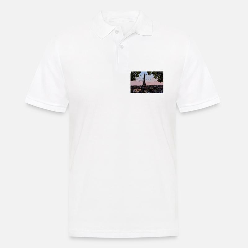 Paris Abendstimmung am Eiffelturm - Männer Poloshirt - Weiß