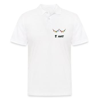 5 JAHRE. 5. JUBILÄUM. 5-JÄHRIGES JUBILÄUM - Männer Poloshirt - Weiß - Vorne - Kai (181cm)