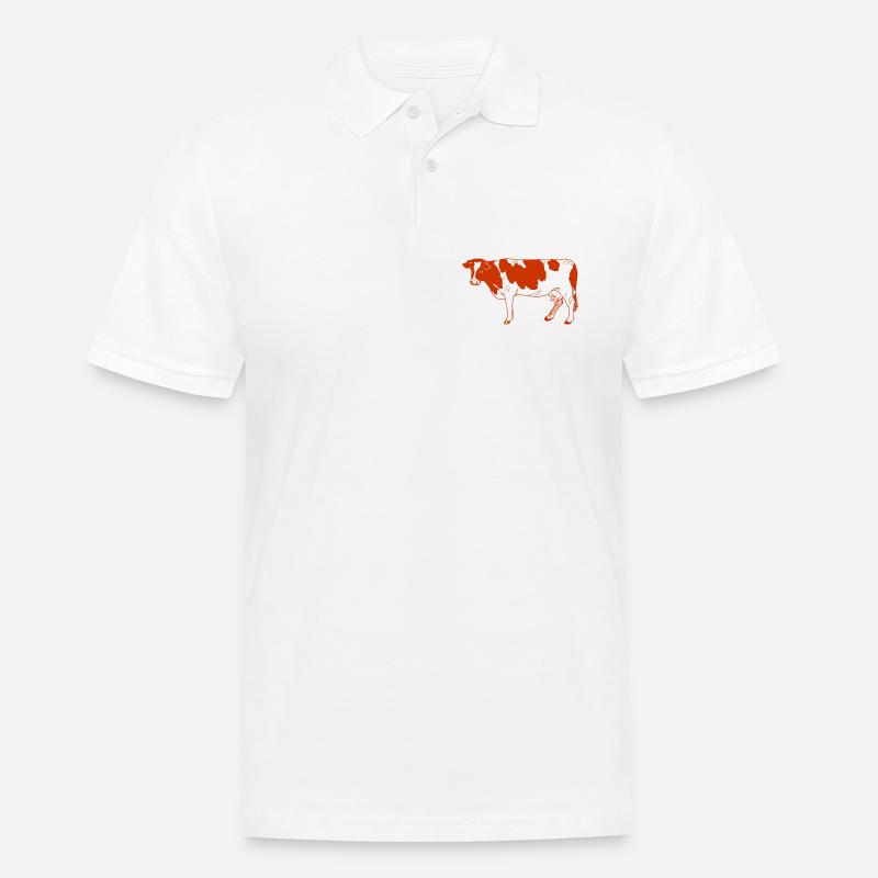 Kuhrotes Fell schaut zur Seite - Männer Poloshirt - Weiß