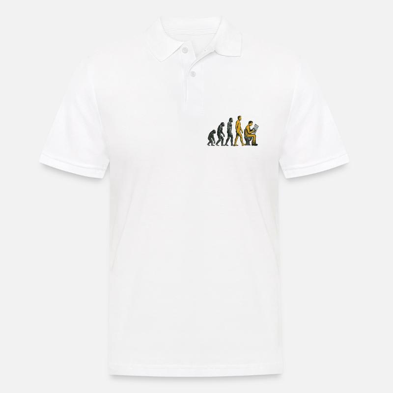 Evolution zum Klo-Mann Grunge Lustig - Männer Poloshirt - Weiß