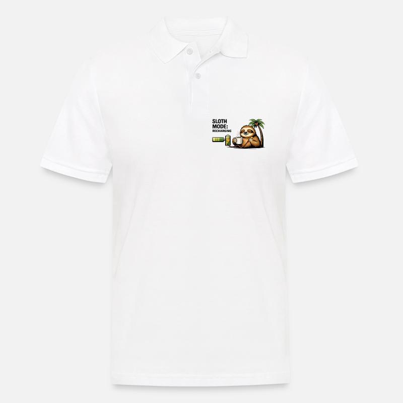 Sloth Mode Recharging Coffee - Men's Polo Shirt - white