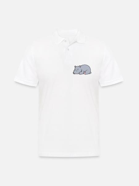 Sleeping Hippopotamus Tired Lazy Vector - Men's Polo Shirt - white
