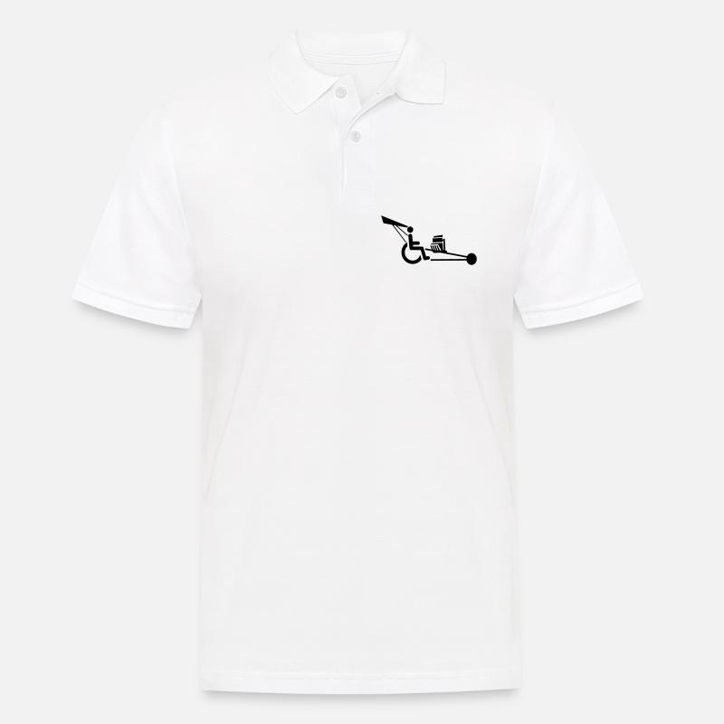 Bild eines Rollstuhls mit V8-Motor # - Männer Poloshirt - Weiß