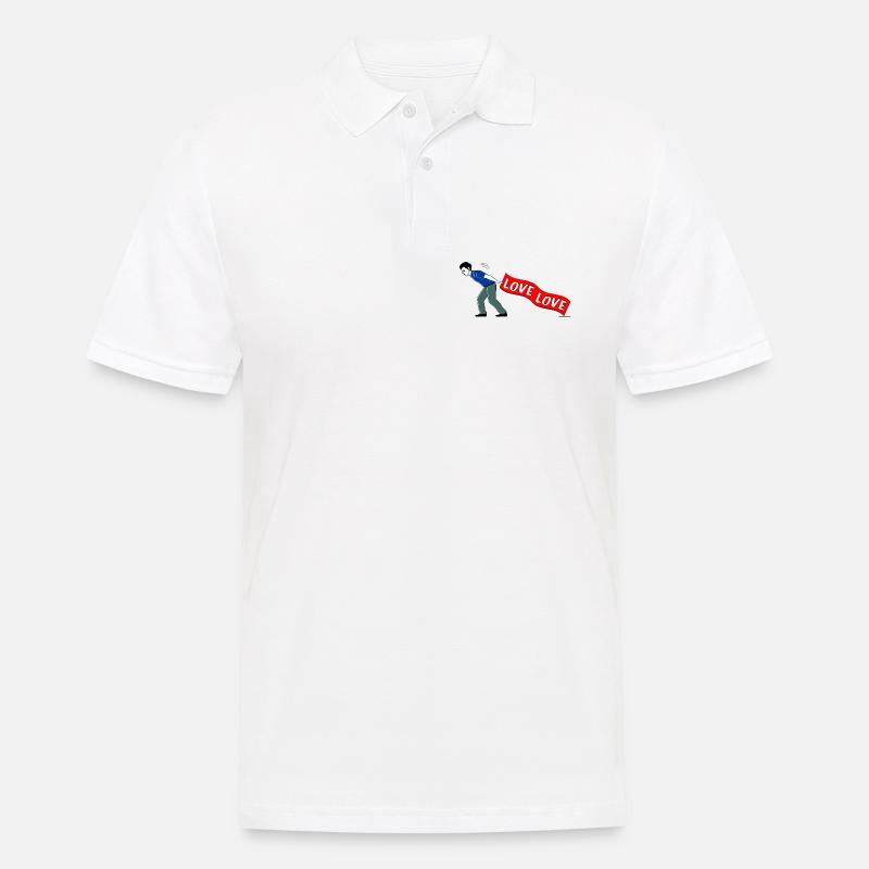 MEN PULL LOVE Banner - Männer Poloshirt - Weiß