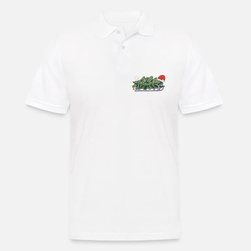 Weihnachtsbaum auf einem Schlitten - Männer Poloshirt - Weiß