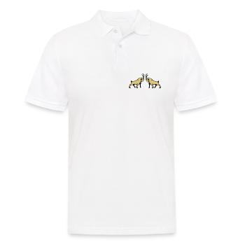 Steinbock Beige Doppelbull Symmetrie - Männer Poloshirt - Weiß - Vorne - Kai (181cm)