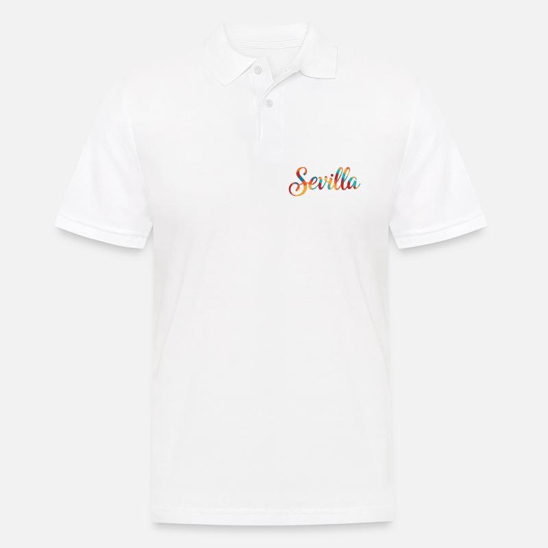 Sevilla Regenbogen Script - Männer Poloshirt - Weiß