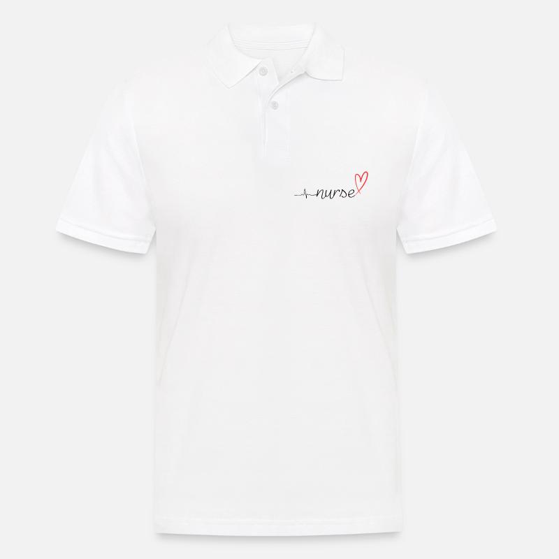 Nurse Heartbeat EKG Stethoscope Script Design - Männer Poloshirt - Weiß
