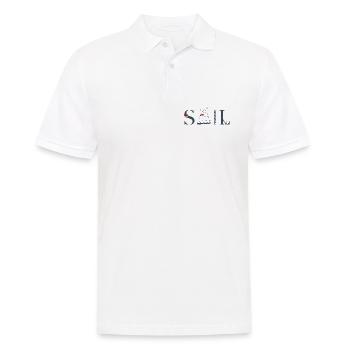 SAIL – Maritimes Typografie Design - Männer Poloshirt - Weiß - Vorne - Kai (181cm)