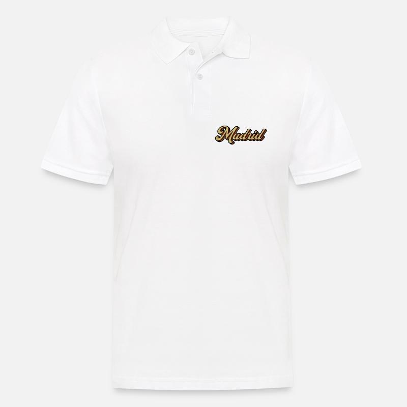 Madrid Retro Striped Script - Männer Poloshirt - Weiß