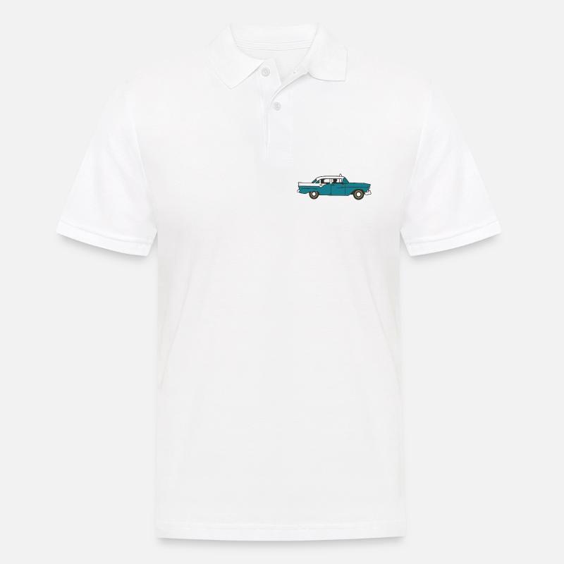 Kubanisches Oldtimer-Auto - Männer Poloshirt - Weiß