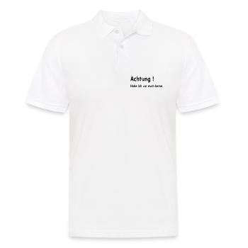 Achtung keine - Männer Poloshirt - Weiß - Vorne - Kai (181cm)