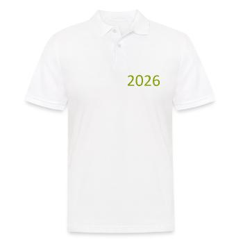 Conception de gabarit pour l’anniversaire vert 2026 - Polo Homme - blanc - Devant - Kai (181cm)