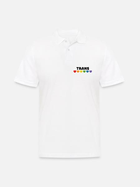 Rainbow heart trans black - Men's Polo Shirt - white