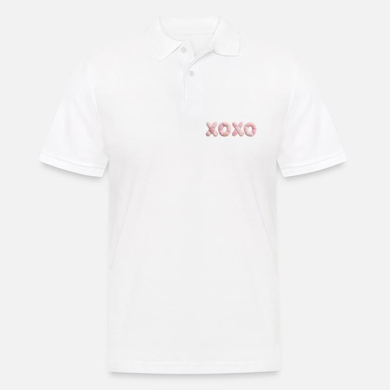 Plüsch Patchwork XOXO Design Pink - Männer Poloshirt - Weiß