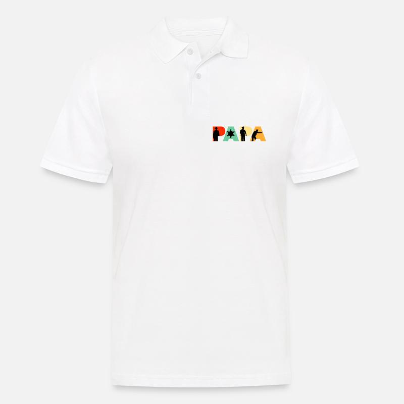 Papa Sheriff Polizeibeamter Polizeigeschenk - Männer Poloshirt - Weiß