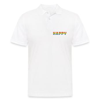 T-shirt arc-en-ciel Pride Happy | LGBT lgbtqi queer - Polo Homme - blanc - Devant - Kai (181cm)