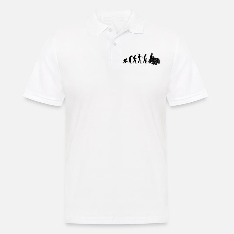 Rasentraktor Evolution Aufsitzmäher Rasenmäher - Männer Poloshirt - Weiß