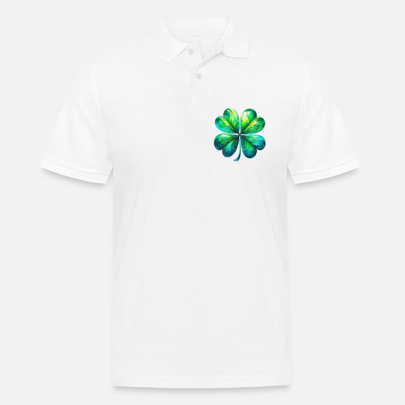 Vierblättriges Kleeblatt - Männer Poloshirt - Weiß