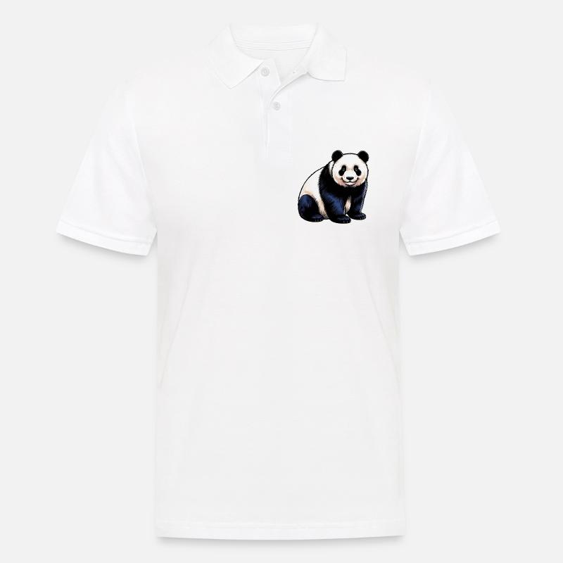 Panda - Männer Poloshirt - Weiß
