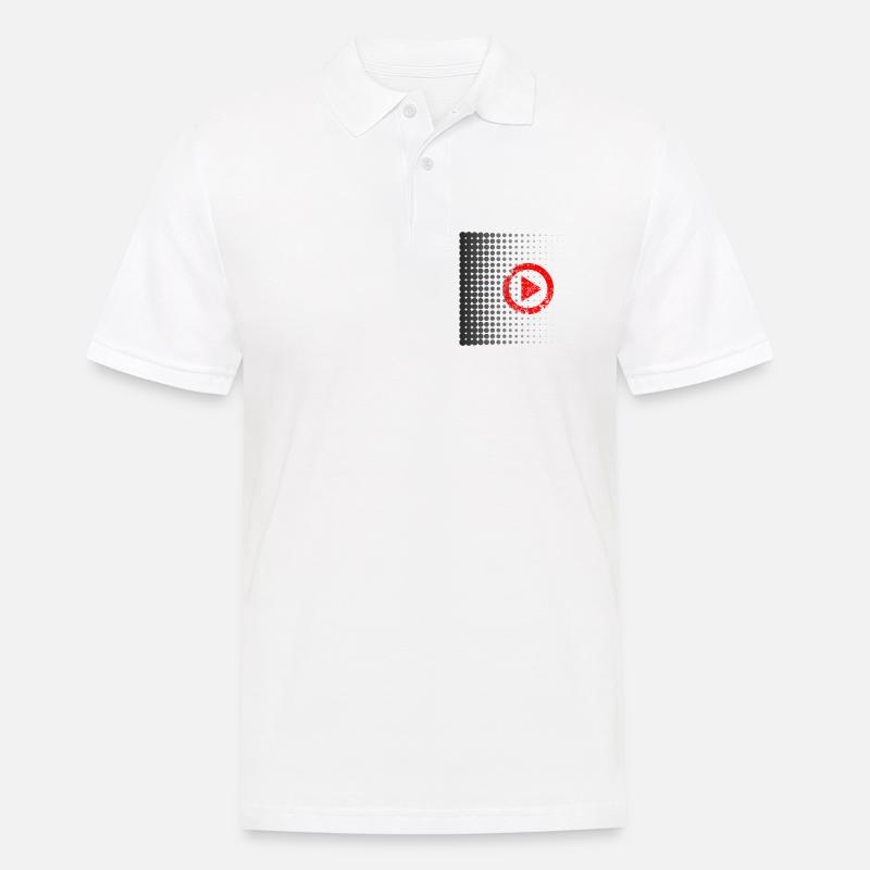 Halftone Play Button Retro - Männer Poloshirt - Weiß